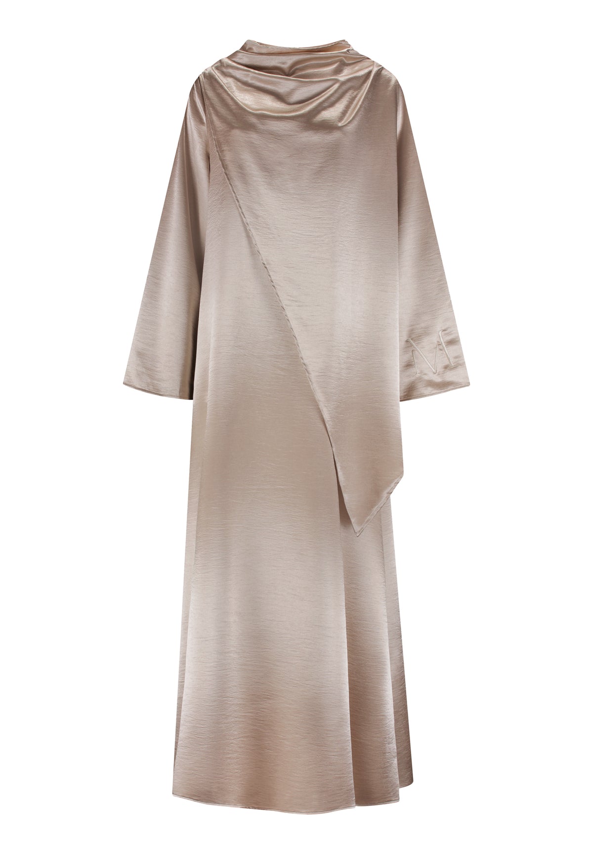 Crème Draped Satin Dress