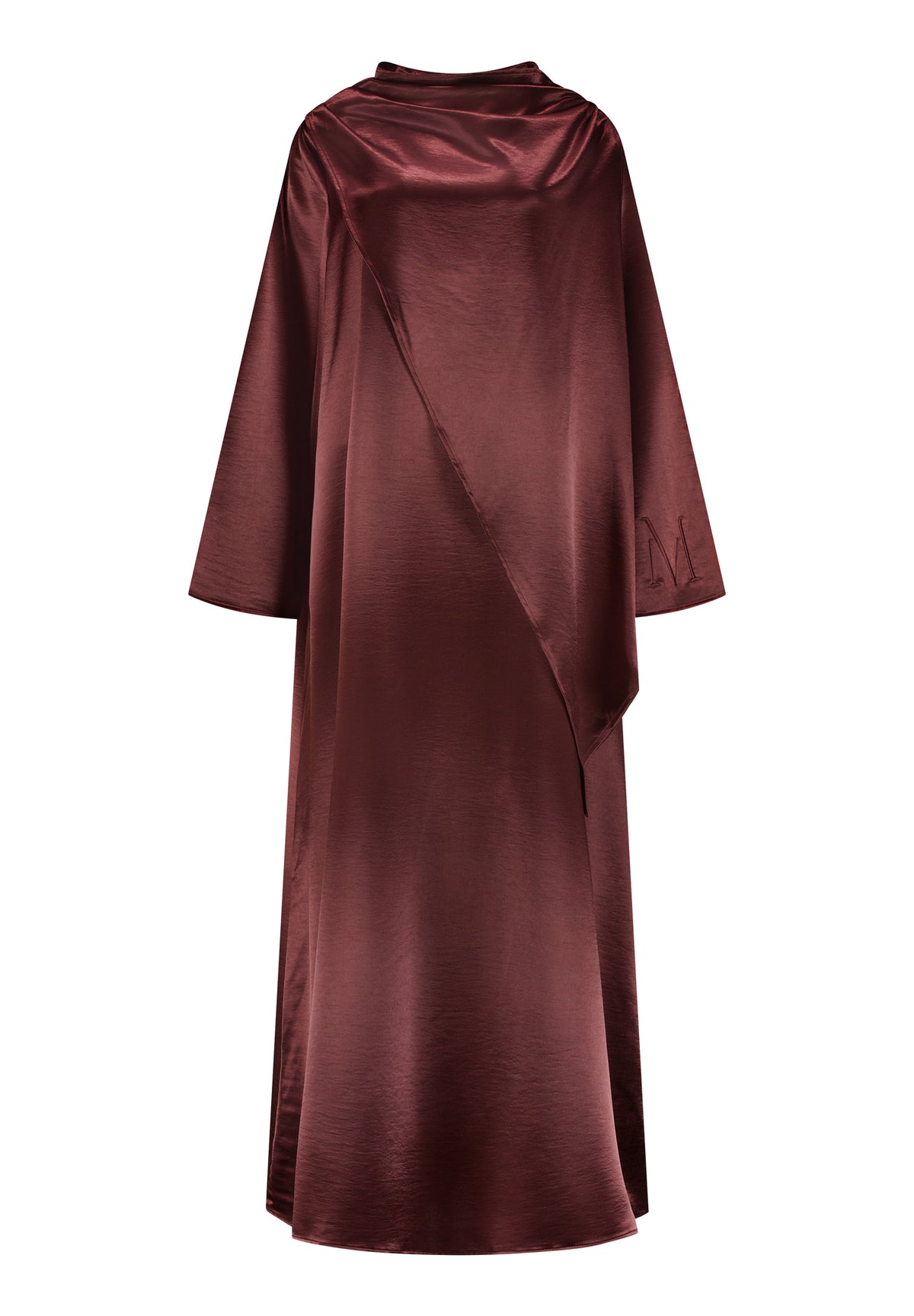 Burgundy Draped Satin Dress
