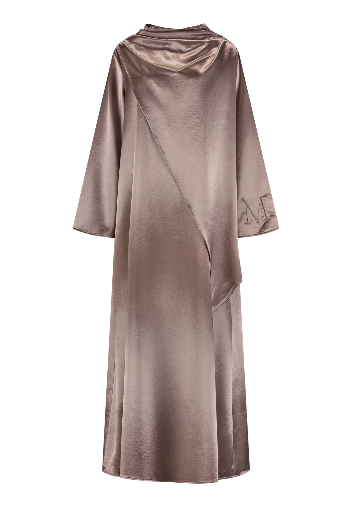 Robe fluide en satin taupe