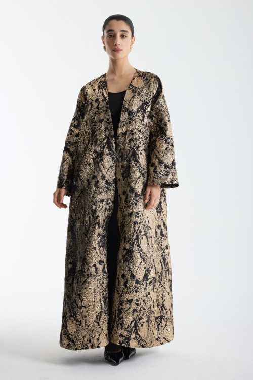 Black & Gold jacquard abaya
