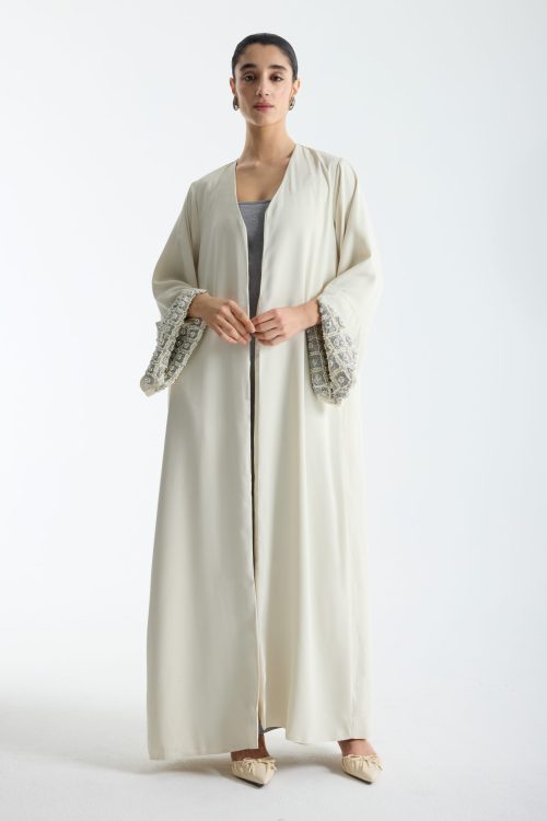 Ivory Embellished Sleeve Abaya