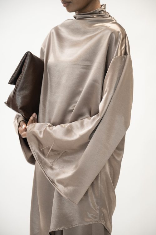 Taupe Fluid Satin Set